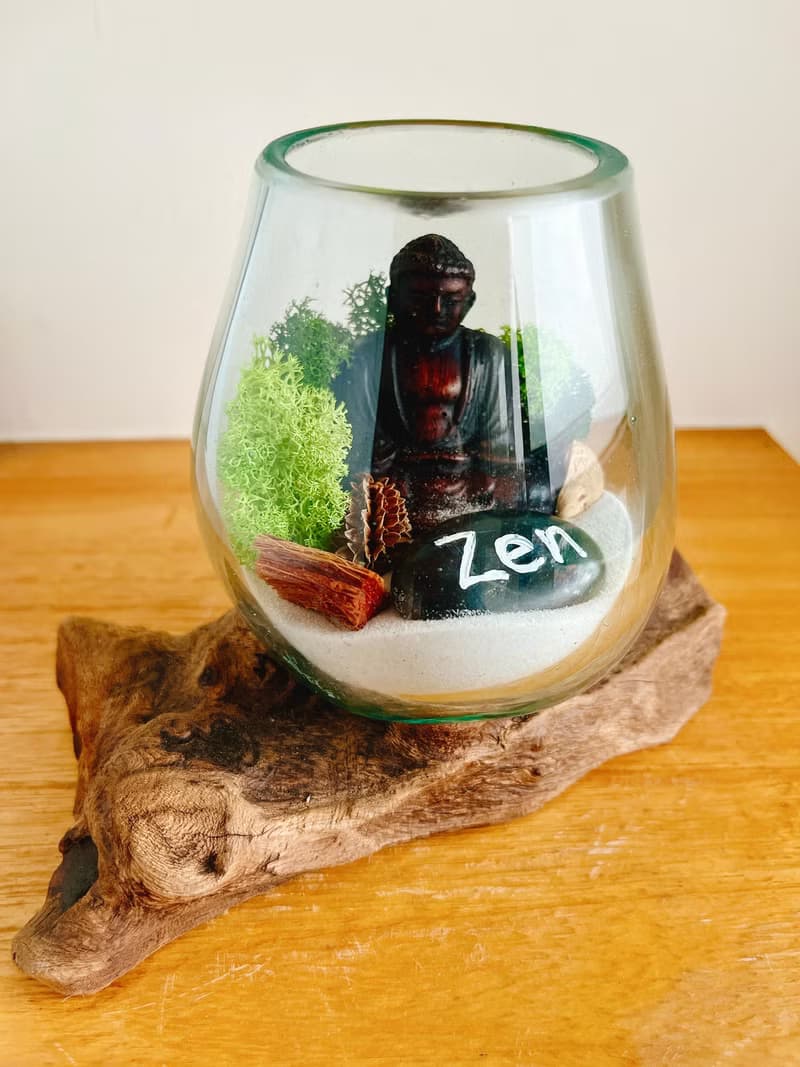 純自然 峇里島風 diy組 柚木玻璃 佛 禪 乾燥植物 盆栽 送禮 小物