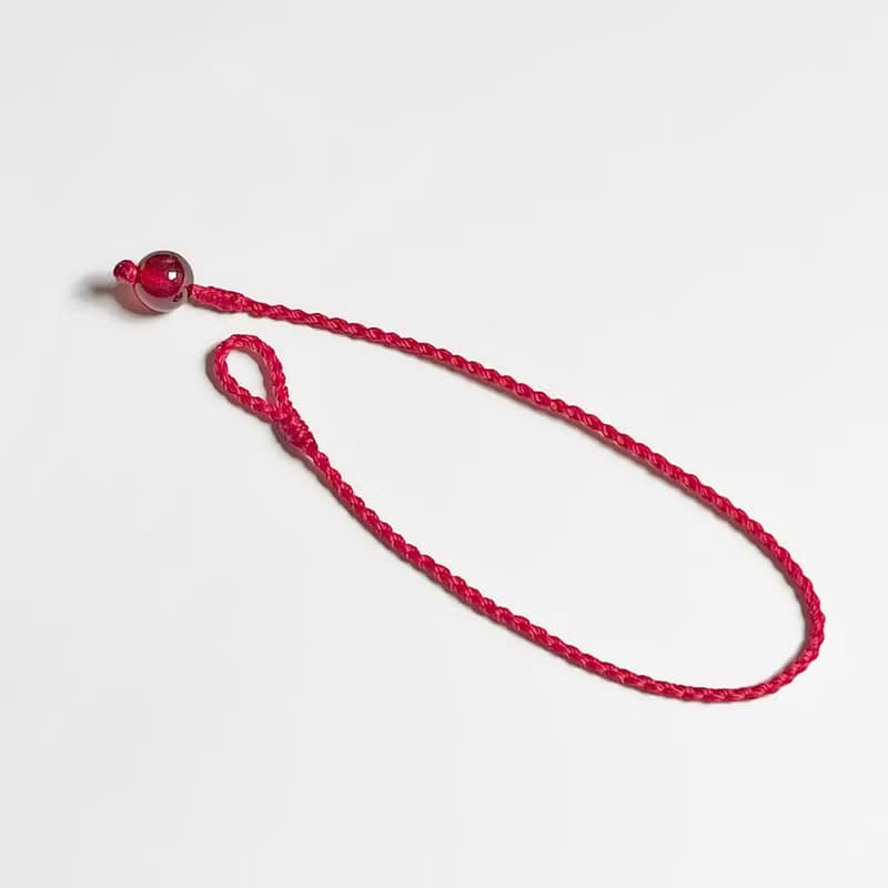 紅石榴石紅線四股編超細蠟線編織手環(正紅)