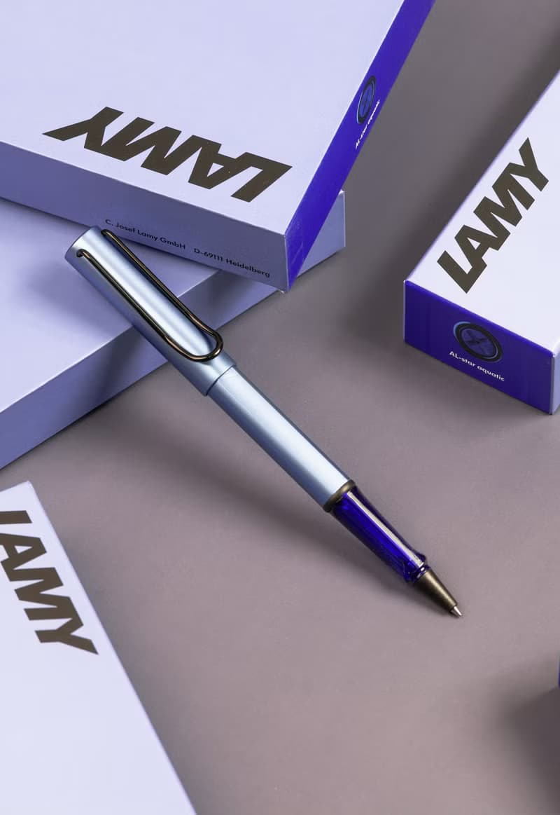 【雷雕刻字】LAMY 鋼珠筆 限量單入筆套禮盒/AL star 2024-冰霜藍