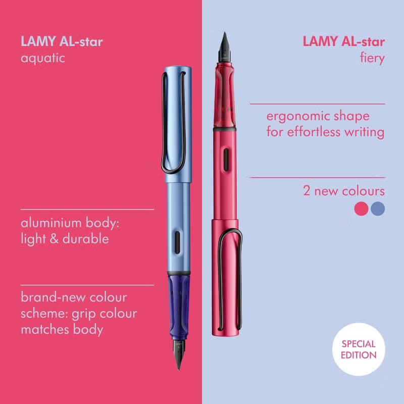 【雷雕刻字】LAMY 鋼珠筆 限量單入筆套禮盒/AL star 2024-冰霜藍