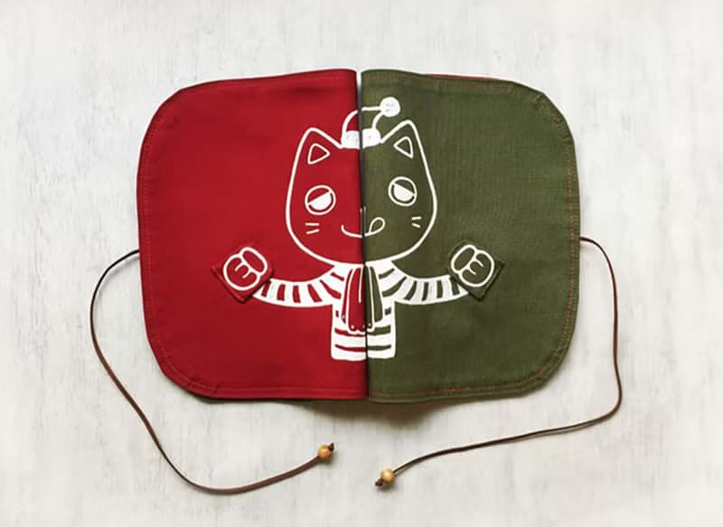 聖誕派對 貪吃小貓收納餐墊 / 紅 / 交換禮物