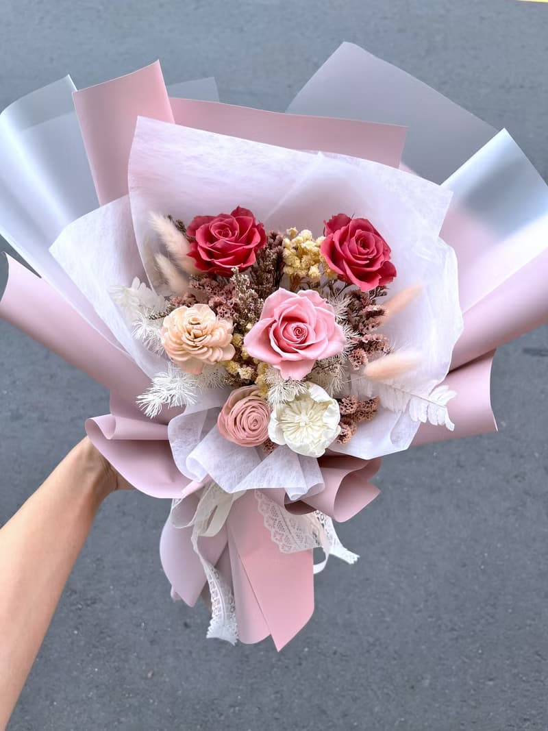 俞造植所 │ 日常浪漫 粉紅永生玫瑰花束 永生花束 情人節禮物