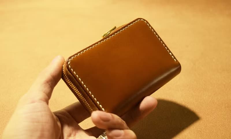 馬臀皮手工拉鏈零錢包男女通用925銀釘錢包真皮手拿卡包配YKK拉鏈