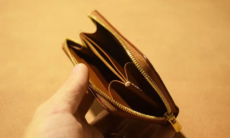 馬臀皮手工拉鏈零錢包男女通用925銀釘錢包真皮手拿卡包配YKK拉鏈