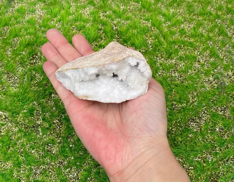 天然原礦瑪瑙白晶花簇小晶洞 白水晶 居家 辦公室 療癒 能量擺件