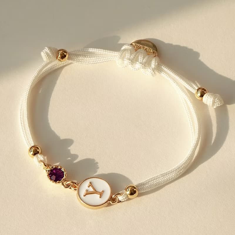 Initial Birthstone Knot Bracelet