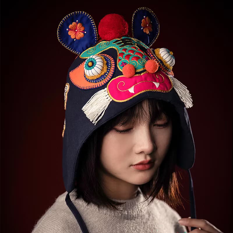 虎頭帽刺繡手工diy資料包節慶自繡高端國潮禮物布藝老虎