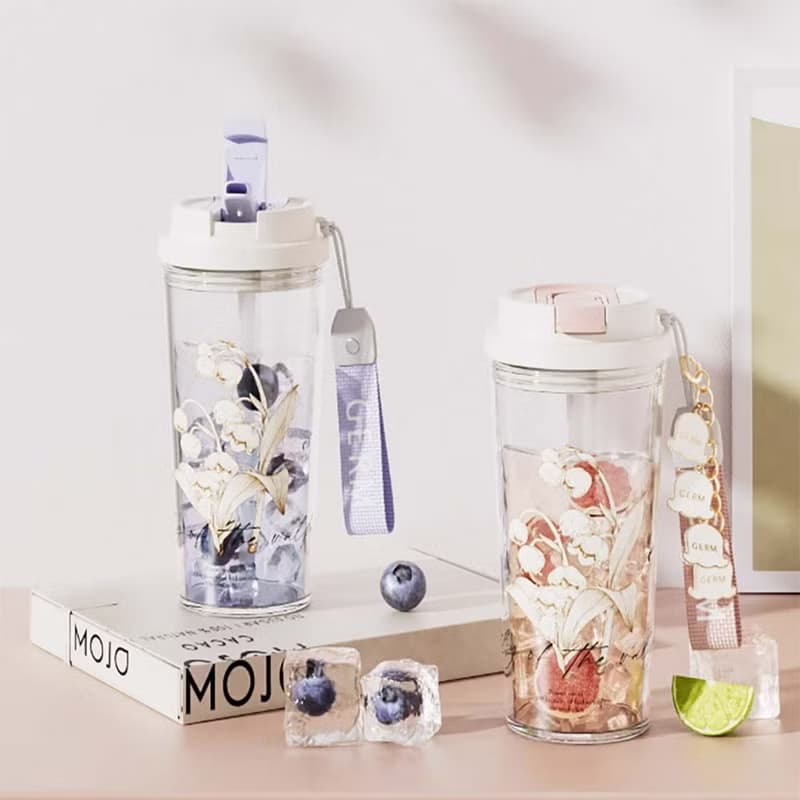 GERM鈴蘭水杯2024新款女生高顏值吸管杯雙飲杯隨行杯子