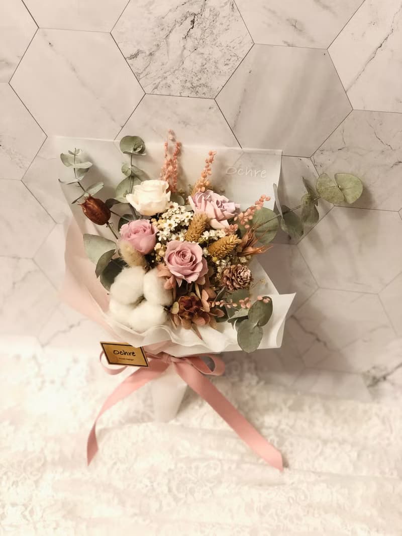 Ochre 中型永生花花束-乾燥 韓式 畢業 情人 生日花束