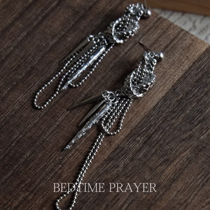 原創設計誇張復雜冷銀色幾何耳飾不對稱長款流蘇鏈條微鑲鋯石耳釘