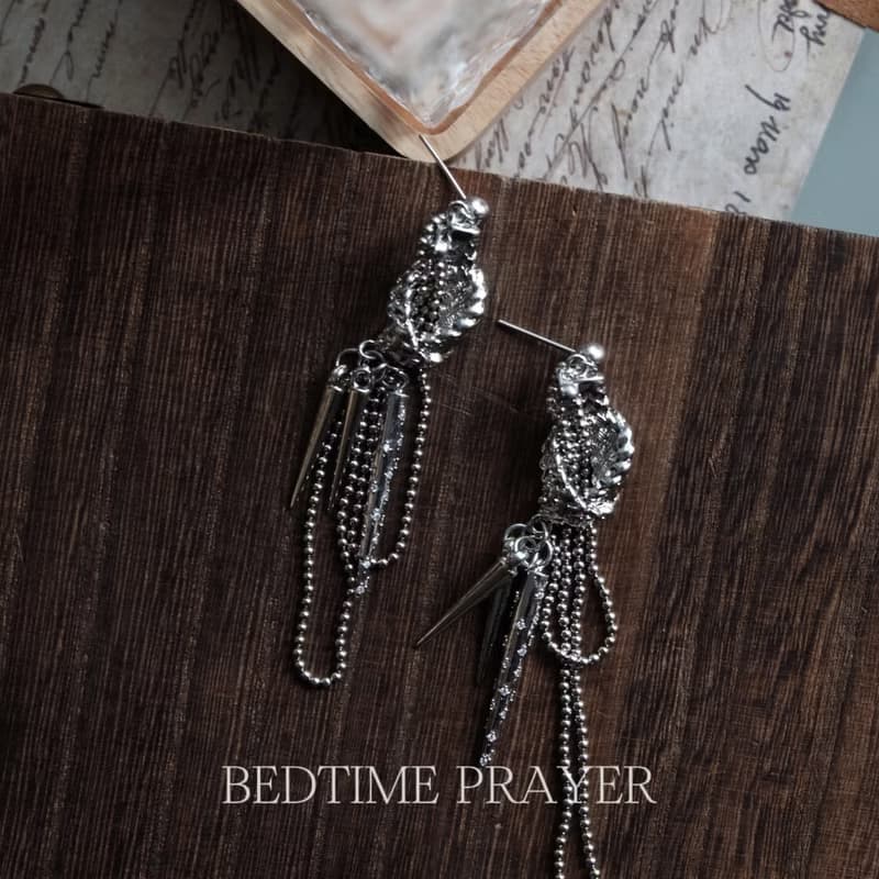 原創設計誇張復雜冷銀色幾何耳飾不對稱長款流蘇鏈條微鑲鋯石耳釘