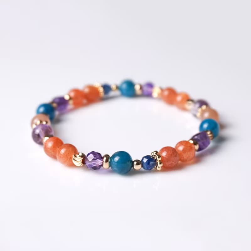 獵戶座之心 // 太陽石藍磷灰石橙月光石紫水晶 手鍊 // 勇氣智慧