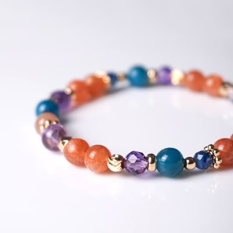 獵戶座之心 // 太陽石藍磷灰石橙月光石紫水晶 手鍊 // 勇氣智慧