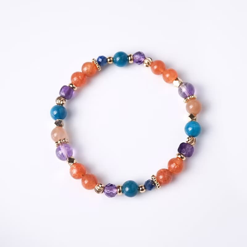 獵戶座之心 // 太陽石藍磷灰石橙月光石紫水晶 手鍊 // 勇氣智慧