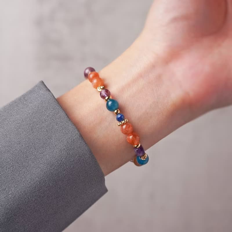獵戶座之心 // 太陽石藍磷灰石橙月光石紫水晶 手鍊 // 勇氣智慧
