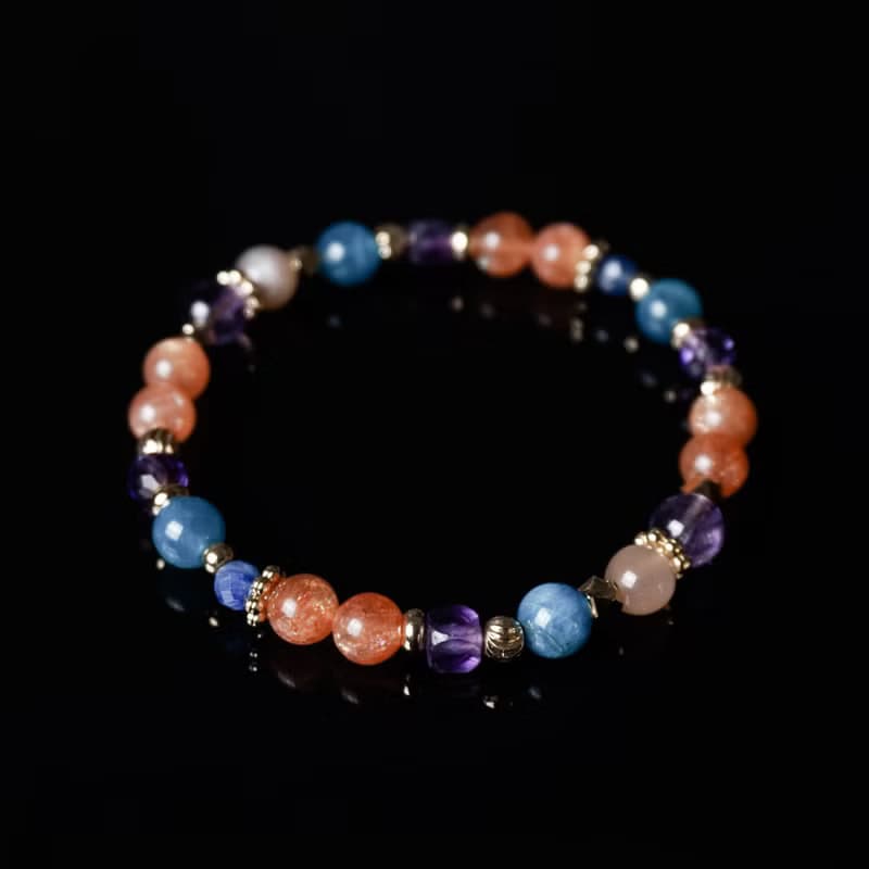 獵戶座之心 // 太陽石藍磷灰石橙月光石紫水晶 手鍊 // 勇氣智慧