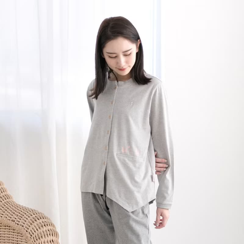MIT有機棉不對稱衣襬居家服-灰