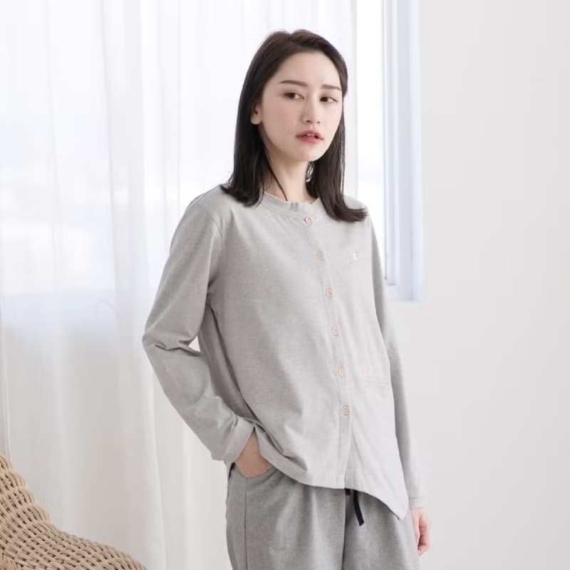 MIT有機棉不對稱衣襬居家服-灰