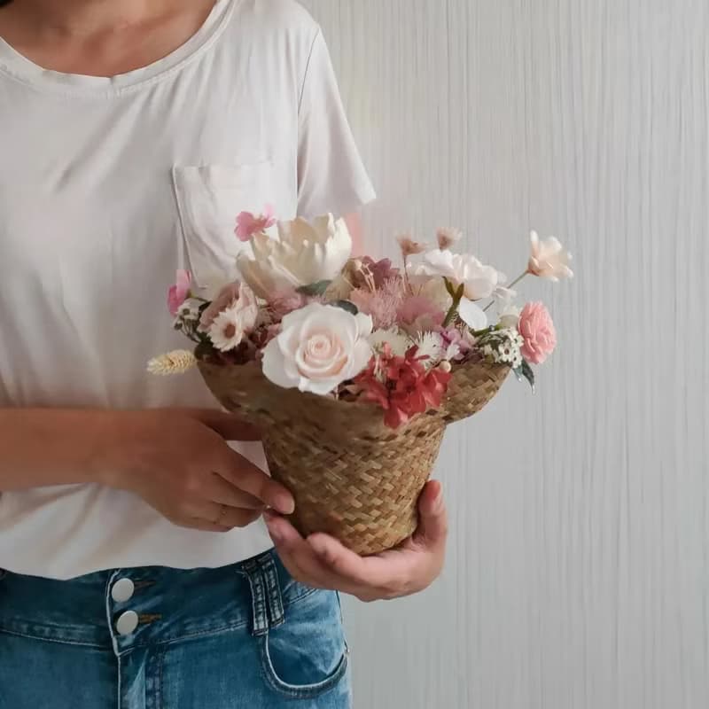 現貨_永生花 藤編花籃 開幕 入厝禮