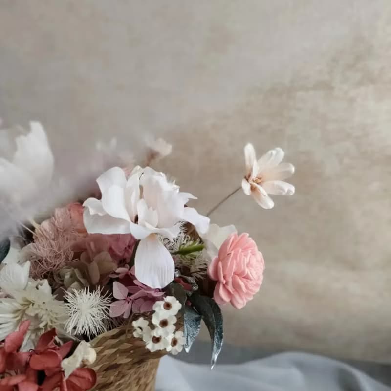 現貨_永生花 藤編花籃 開幕 入厝禮