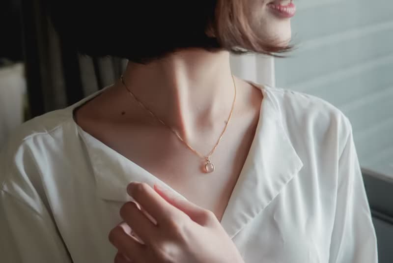 SV925 AAA 包鑲粉紅玉隨項鍊 可調長度 Pink Chalcedony 招桃花