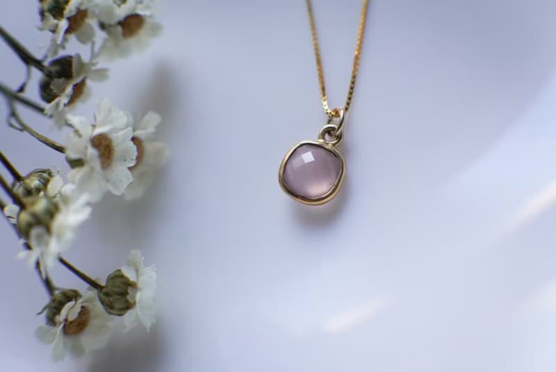 SV925 AAA 包鑲粉紅玉隨項鍊 可調長度 Pink Chalcedony 招桃花