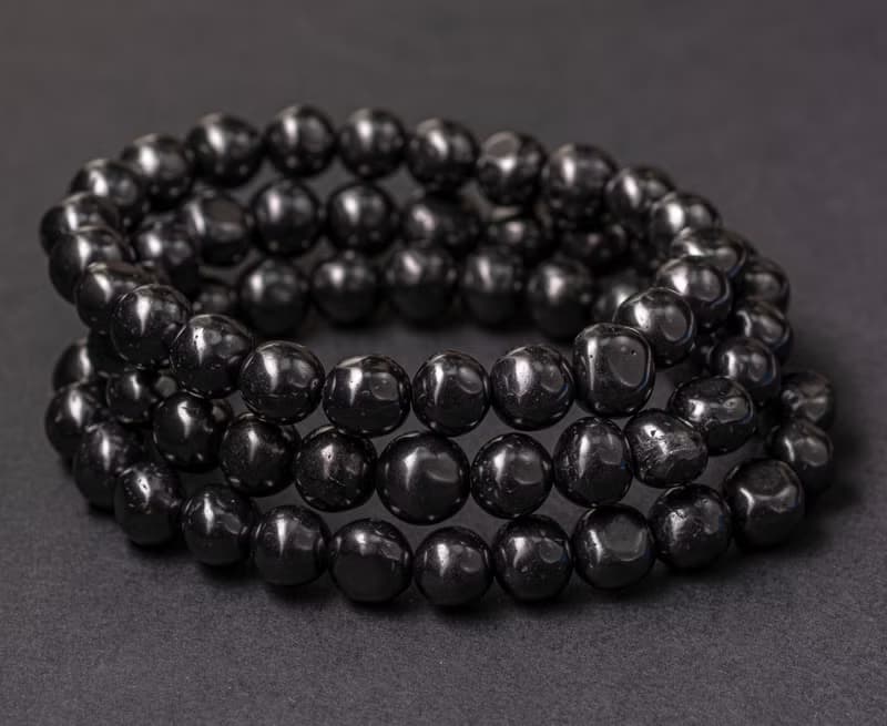 Shungite鍍鋅圓珠手鏈