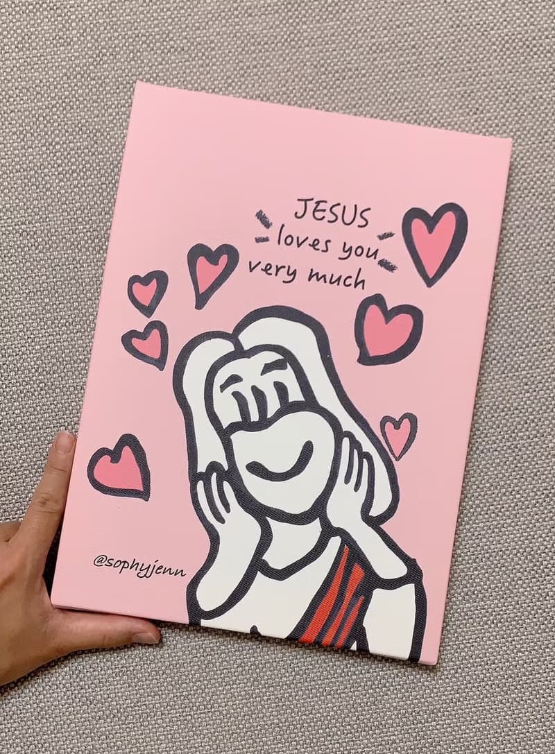 耶穌愛你 Jesus Loves You 油畫布材質 無框畫 掛畫 蘇妃藝術