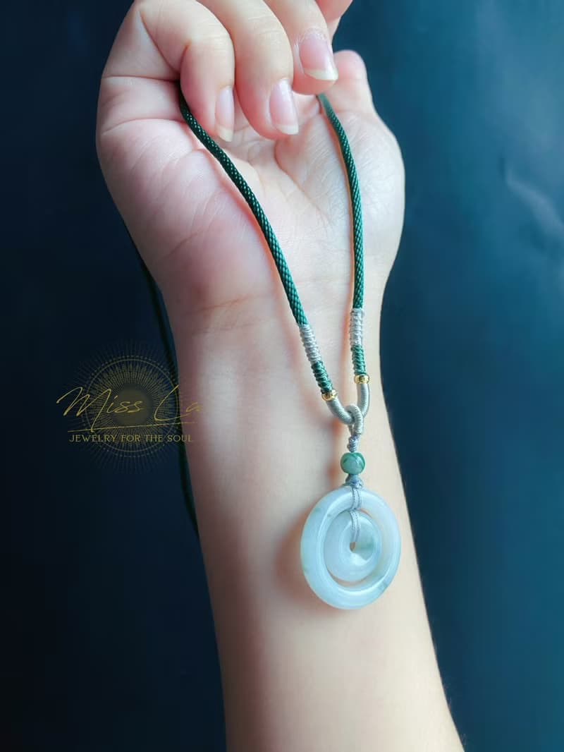 天然緬甸玉翡翠 飄花 子母扣 項鍊 禮物 長輩禮 jadeite 小孩配戴