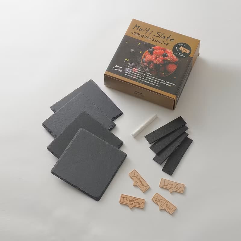 質感餐具 | 日本BRUNO Slate岩板餐盤-四入組 (附)