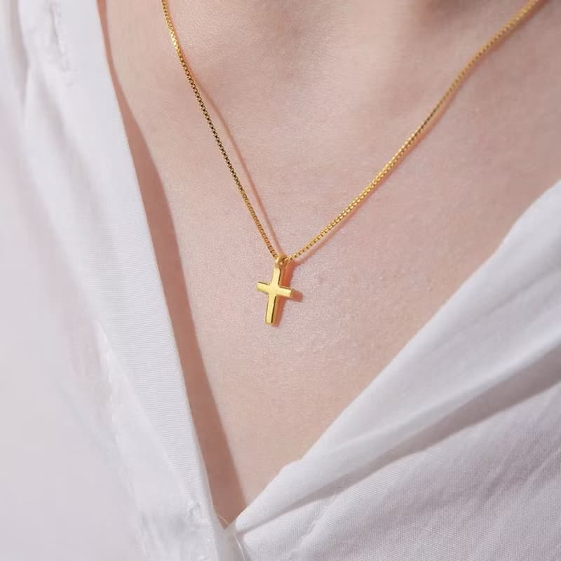 藏寶箱金飾 9999黃金純金 十字架 項鍊 墜子 鎖骨鏈