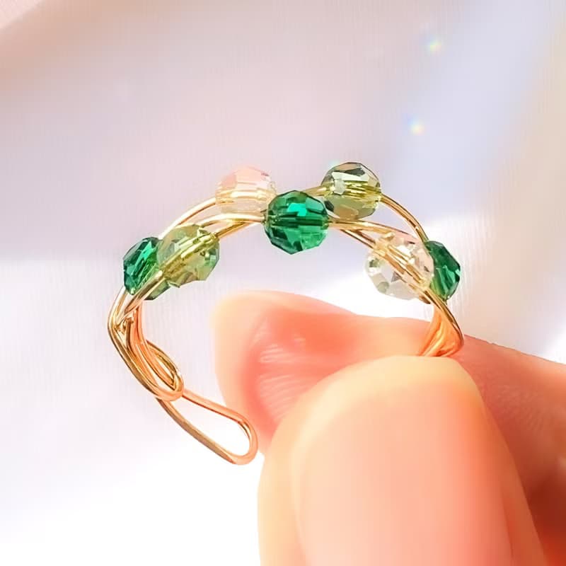 2Way Ring & Ear cuff Handmade 14kgf Crystal Simple Twist Ring 【gift box】
