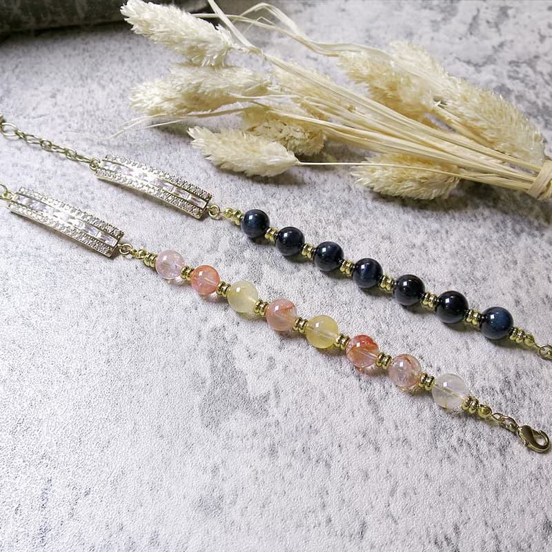 VIIART。深洋。鷹眼石鋯石保色鍍18K金手鍊|藍虎眼手環不挑手圍