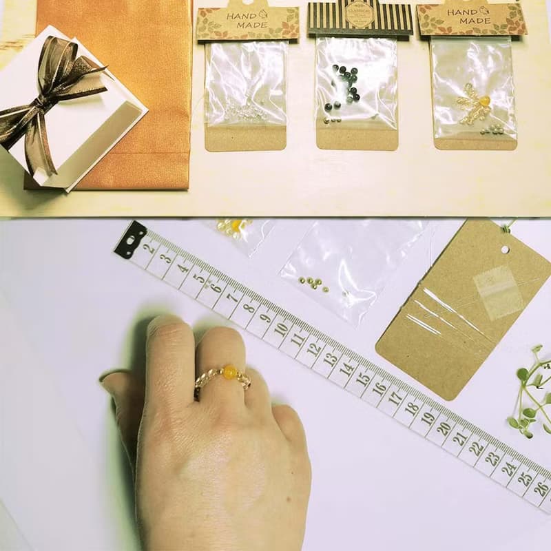 DIY材料包幸福黑曜石寶石戒指 小巧水晶串珠 彈性戒圍 附教學影片