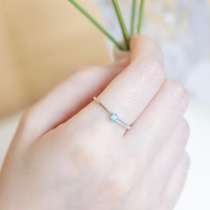 天河石925純銀單邊麻花設計戒指