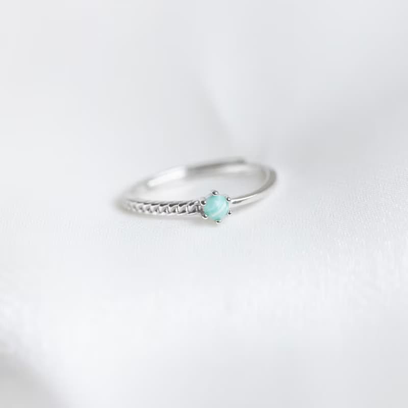 天河石925純銀單邊麻花設計戒指