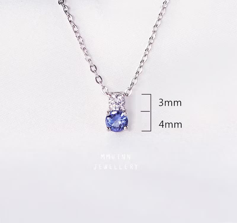 多色4mm | 頂級坦桑石| 橄欖石| 托帕石純銀項鍊