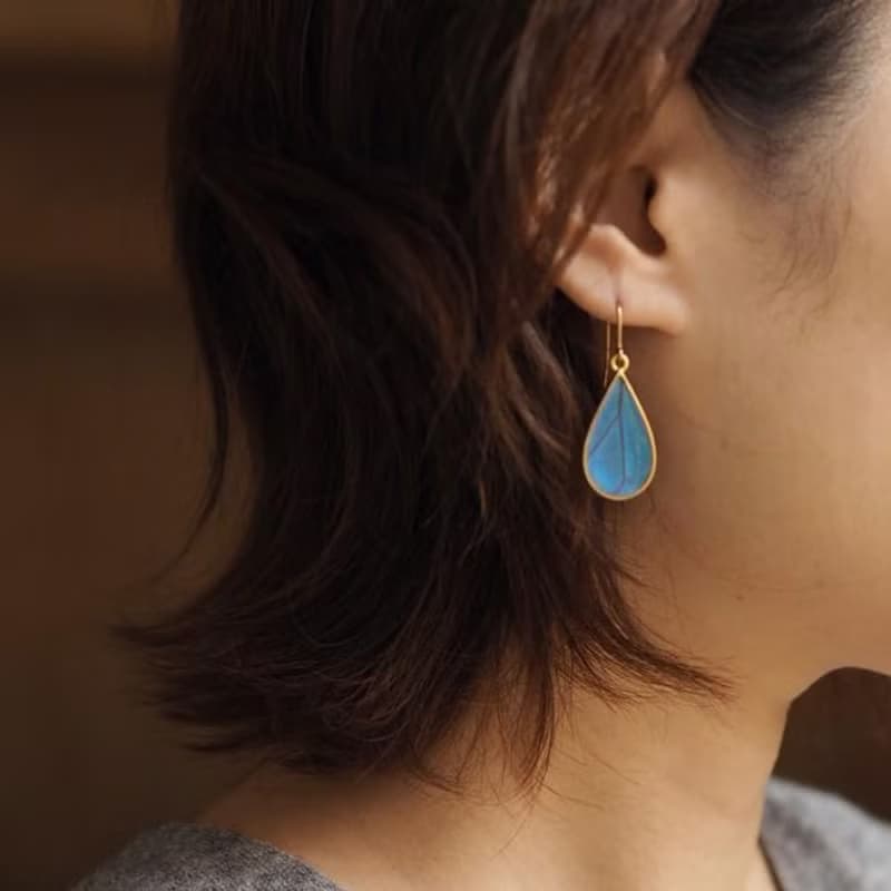 モルフォ蝶のはね雫ピアス ペア