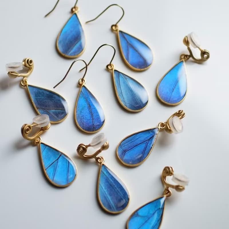 モルフォ蝶のはね雫ピアス ペア