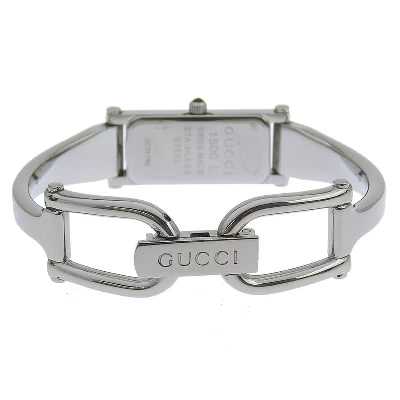 【日本直送】グッチ GUCCI 腕時計 1500L SS クオーツ アナログ表示 黒文字盤 レディース【中古】