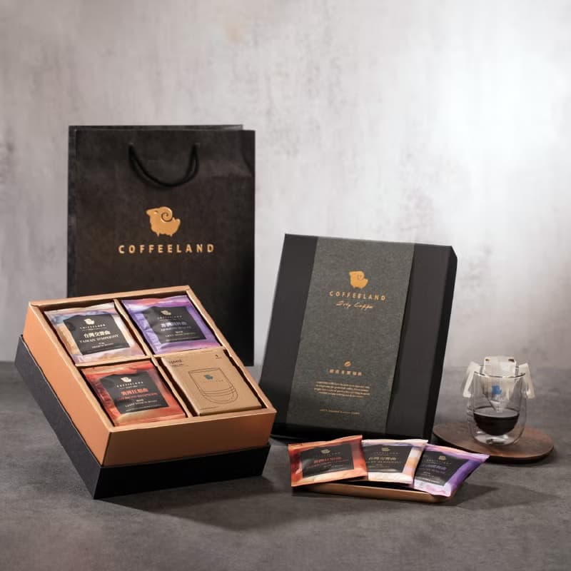 COFFEELAND | 精裝禮盒-30入濾掛咖啡+杯-金杯款(台灣/非洲/美洲)