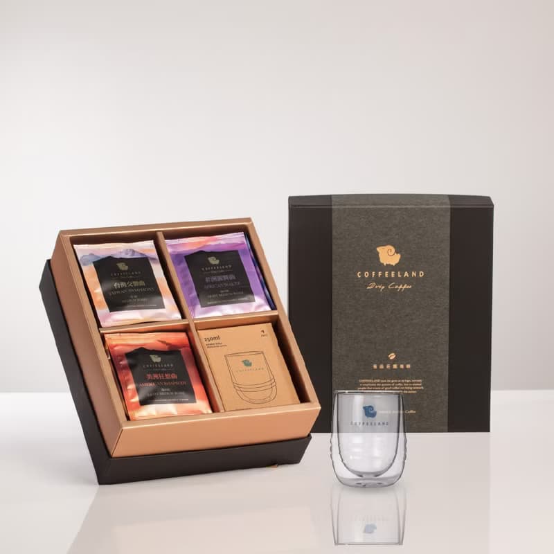 COFFEELAND | 精裝禮盒-30入濾掛咖啡+杯-金杯款(台灣/非洲/美洲)