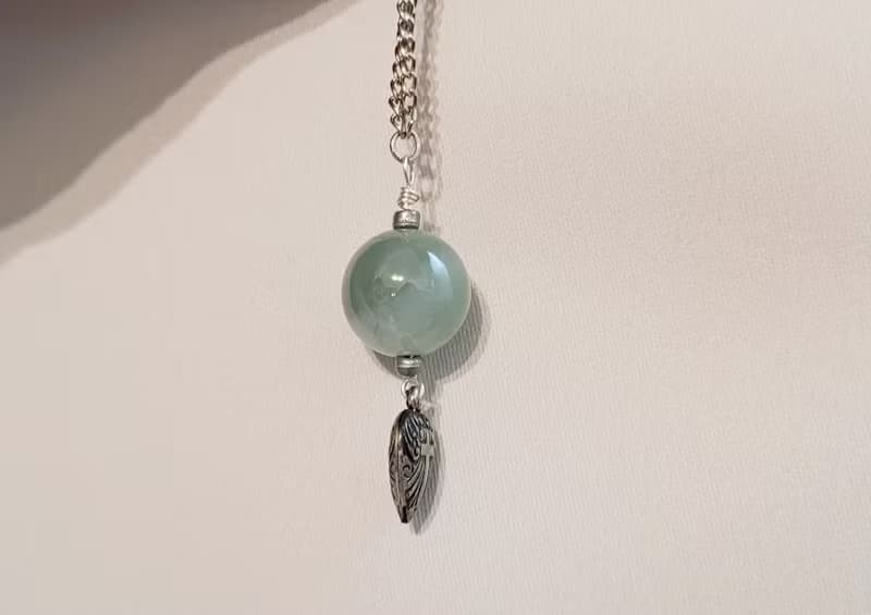 【親翠】天然翡翠 半山半水珠復古銀心項鍊 畢業禮物