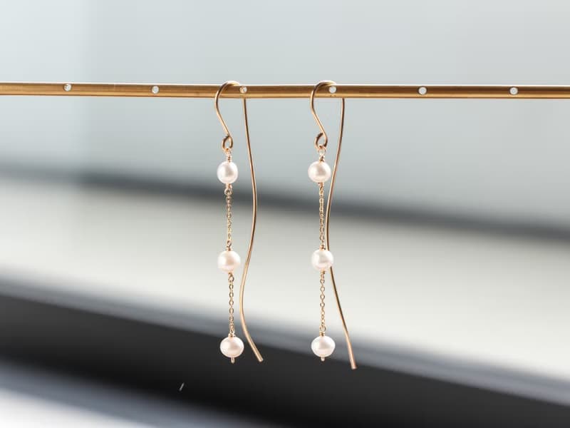 14kgf-pearl line pierced earrings /can change to clip-on