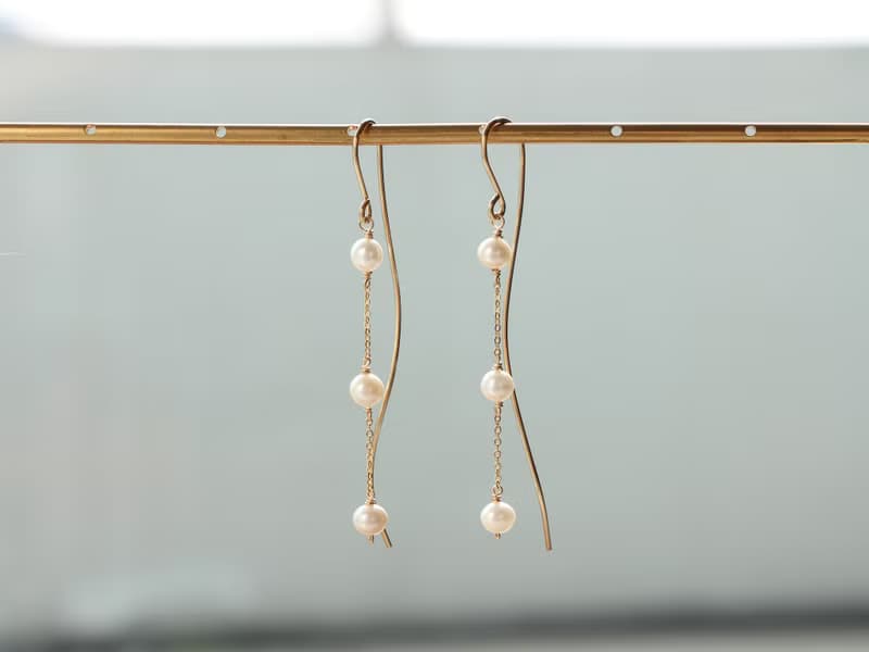14kgf-pearl line pierced earrings /can change to clip-on