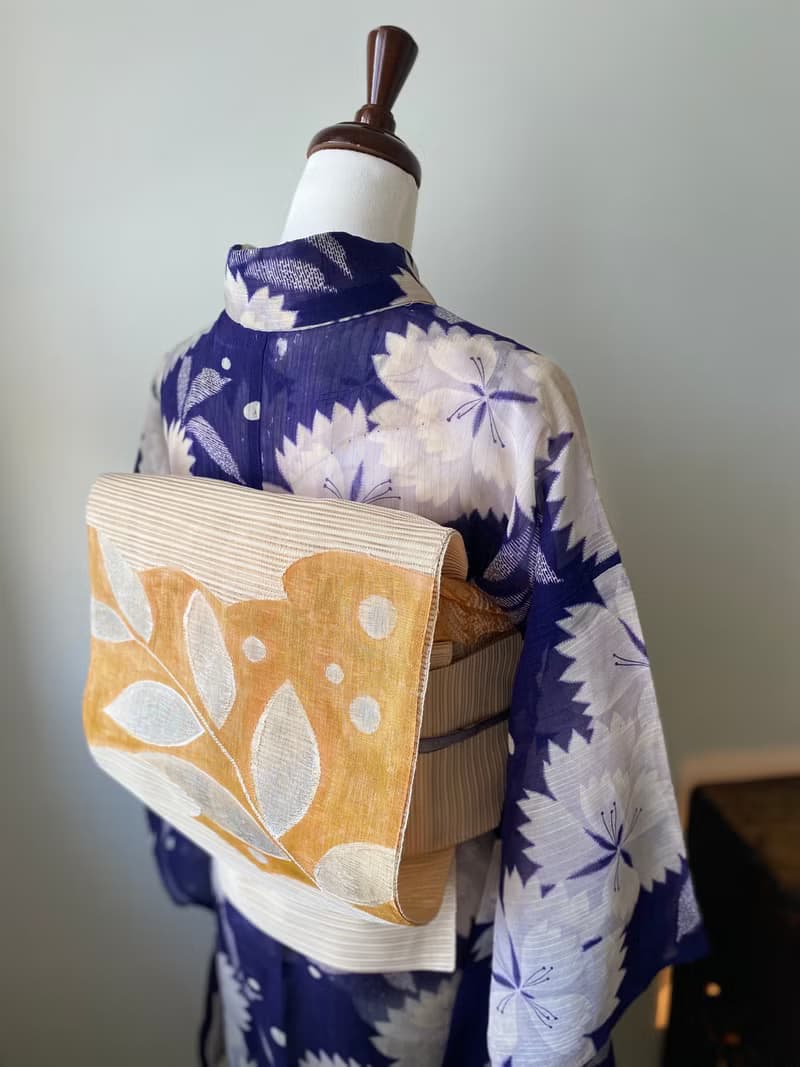 濃紫撫子花夏季古董小紋和服