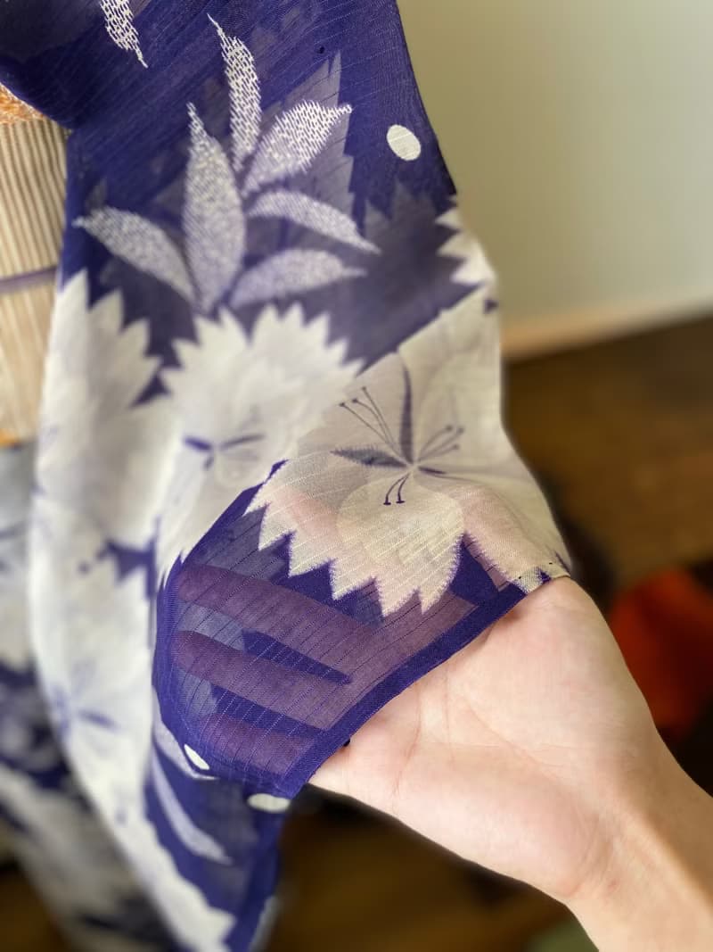 濃紫撫子花夏季古董小紋和服