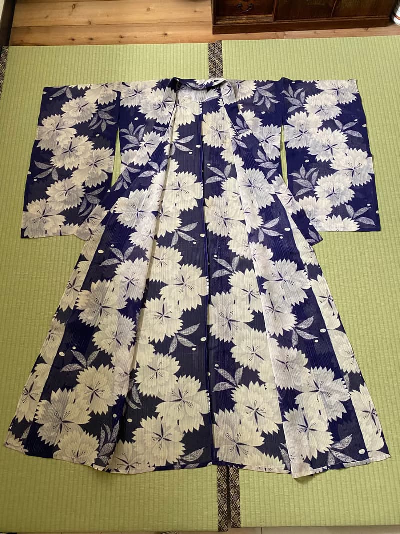 濃紫撫子花夏季古董小紋和服