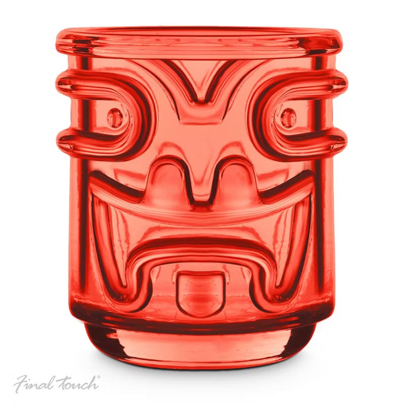 Final Touch Tiki 夏威夷圖騰有色玻璃酒杯 355ml - 4隻裝