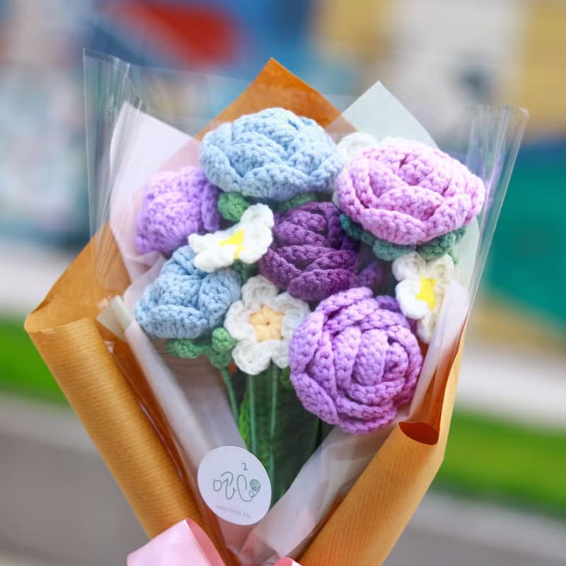 薔薇玫瑰鉤織永生花束 - 中束